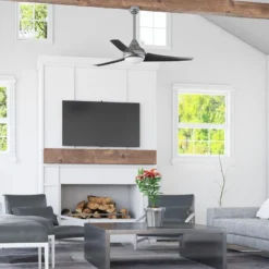 Honeywell Neyo 52 inch Contemporary Indoor LED Ceiling Fan with Light, Remote and High Performance Blades - 51803, Brushed Nickel