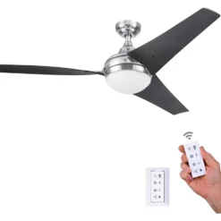 Honeywell Neyo 52 inch Contemporary Indoor LED Ceiling Fan with Light, Remote and High Performance Blades - 51803, Brushed Nickel