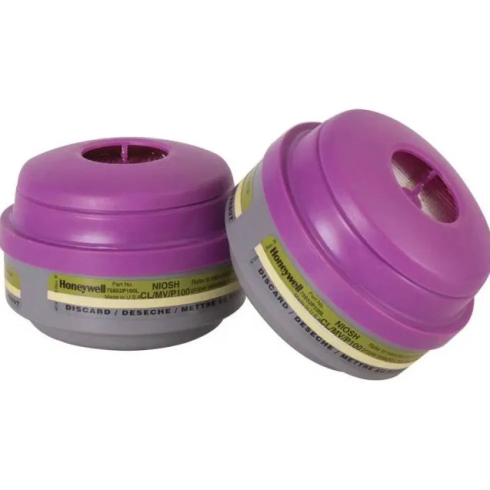 Honeywell North Chlorine/Mercury Vapor Respirator Cartridge and P100 Filter, 2 Pack - 75852P100L