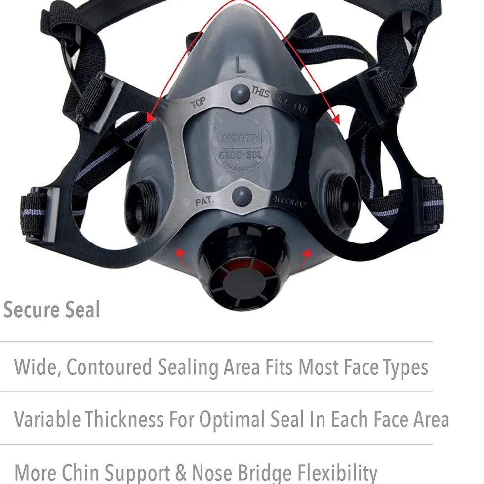 Honeywell North 5500 Series Half Mask Respirator with Dual Cartridge Connectors for N Series Filters