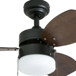 Honeywell Ocean Breeze Ceiling Fan with Frosted Cylinder Light, Bronze, 30-Inch - 50602