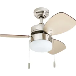 Honeywell Ocean Breeze Ceiling Fan with Frosted Cylinder Light, Brushed Nickel, 30-Inch - 50601