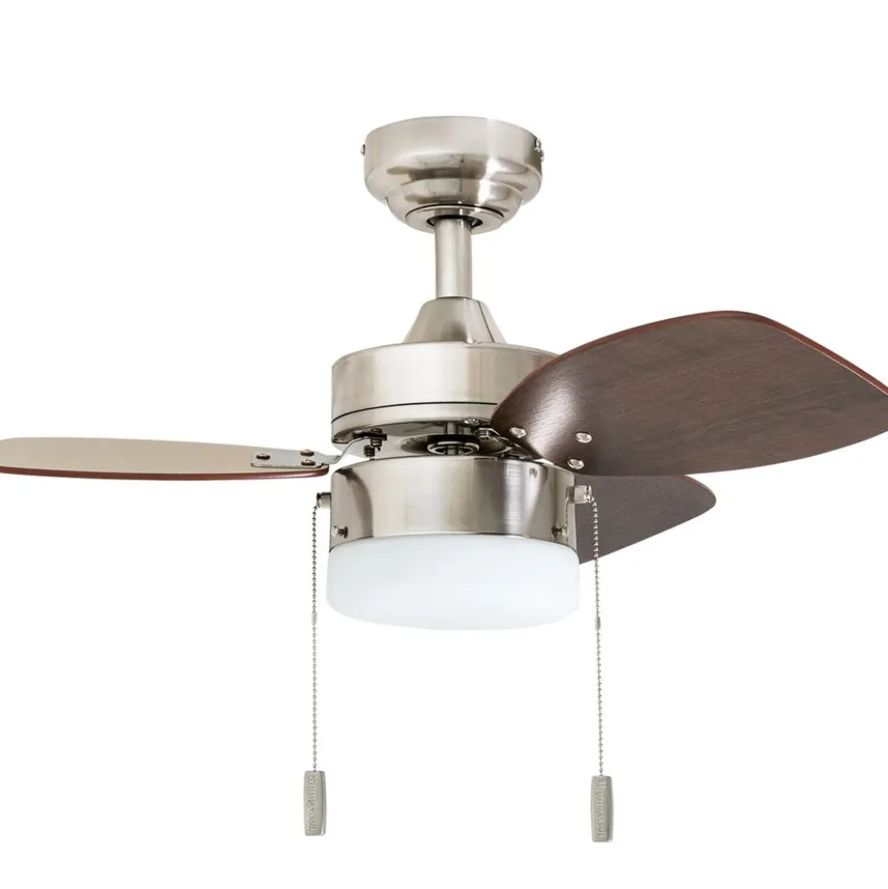 Honeywell Ocean Breeze Ceiling Fan with Frosted Cylinder Light, Brushed Nickel, 30-Inch - 50601
