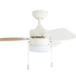 Honeywell Ocean Breeze Ceiling Fan with Frosted Cylinder Light, White, 30-Inch - 50600