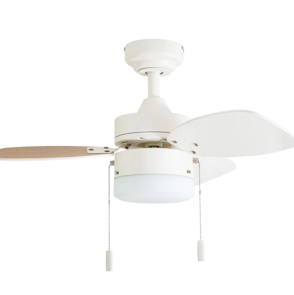 Honeywell Ocean Breeze Ceiling Fan with Frosted Cylinder Light, White, 30-Inch - 50600