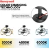 Honeywell Ormiston 21 in. LED Indoor Fandelier Modern Ceiling Fan with Color Changing Technology and Remote Control - Matte Black, 51916