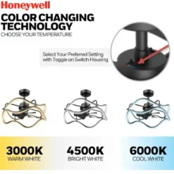 Honeywell Ormiston 21 in. LED Indoor Fandelier Modern Ceiling Fan with Color Changing Technology and Remote Control - Matte Black, 51916