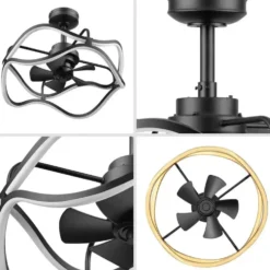 Honeywell Ormiston 21 in. LED Indoor Fandelier Modern Ceiling Fan with Color Changing Technology and Remote Control - Matte Black, 51916