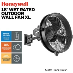 Honeywell Outdoor Wall Mount Oscillating Fan with Remote,18 Inch - 53031