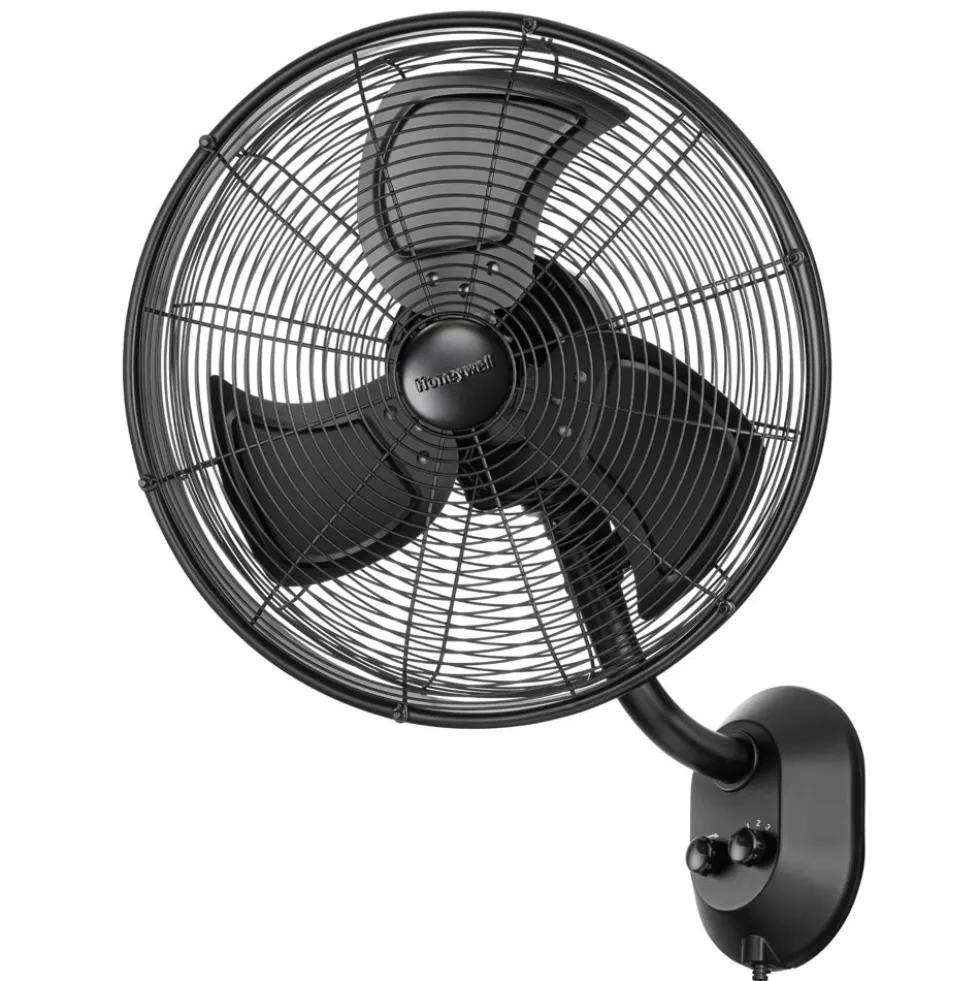 Honeywell Outdoor Wet-Rated Oscillating Wall Fan, 18 Inch, Matte Black - 53030