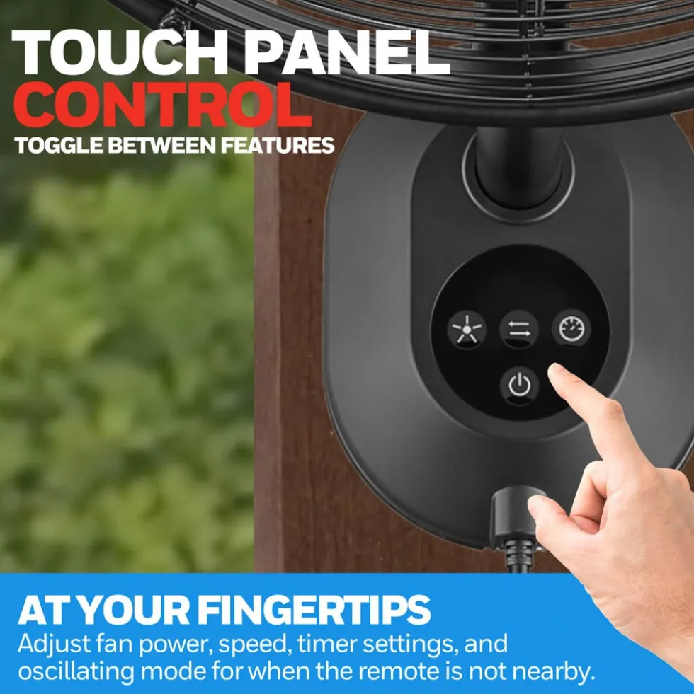 Honeywell Outdoor Wet-Rated Oscillating Wall Fan with Remote, Matte Black, 18-Inch - 53029