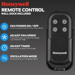 Honeywell Outdoor Wet-Rated Oscillating Wall Fan with Remote, Matte Black, 18-Inch - 53029