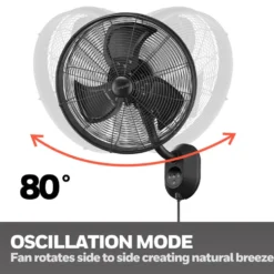Honeywell Outdoor Wet-Rated Oscillating Wall Fan with Remote, Matte Black, 18-Inch - 53029