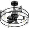 Honeywell Padfield LED Indoor 4-Light Fandelier Modern Ceiling Fan with Remote Control - 22 Inch, Matte Black