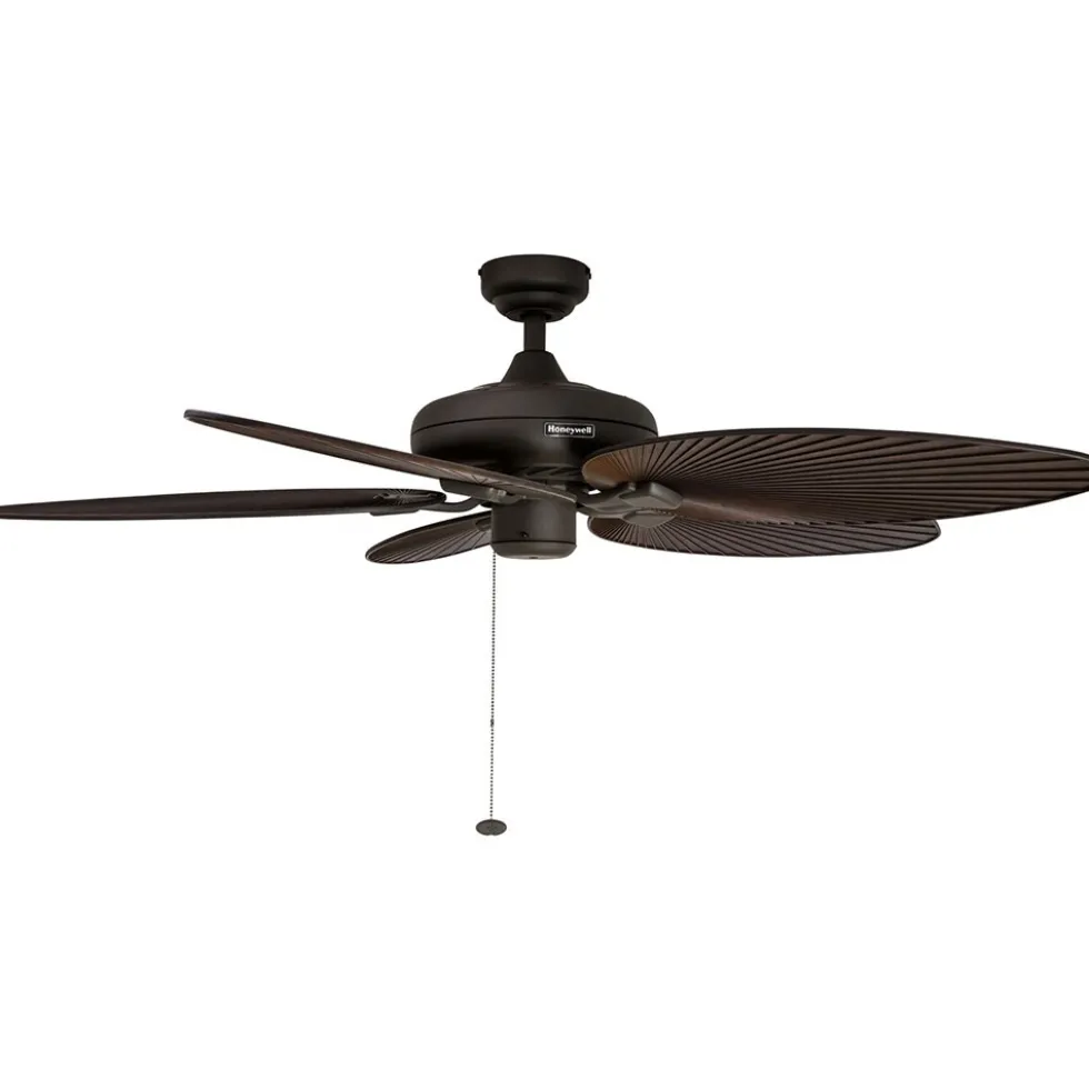 Honeywell Palm Island Indoor and Outdoor Ceiling Fan with Light, Bronze, 52-Inch - 50202