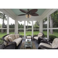 Honeywell Palm Island Indoor and Outdoor Ceiling Fan with 4 Lights, Bronze, 52-Inch - 50203