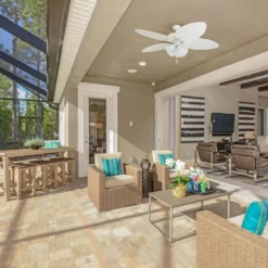 Honeywell Palm Lake Indoor and Outdoor Tropical Ceiling Fan with Bowl Light, White LED, 52-Inch - 50509