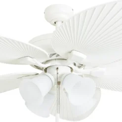Honeywell Palm Lake Indoor and Outdoor Tropical Ceiling Fan with Bowl Light, White LED, 52-Inch - 50509