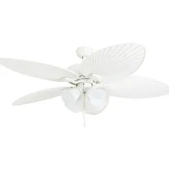 Honeywell Palm Lake Indoor and Outdoor Tropical Ceiling Fan with Bowl Light, White LED, 52-Inch - 50509