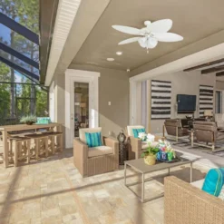 Honeywell Palm Lake Indoor and Outdoor Tropical Ceiling Fan with Bowl Light, White LED, 52-Inch - 50509