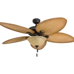 Honeywell Palm Valley Indoor and Outdoor Tropical Ceiling Fan with Bowl Light, Bronze, 52-Inch - 50507