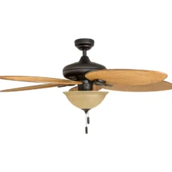Honeywell Palm Valley Indoor and Outdoor Tropical Ceiling Fan with Bowl Light, Bronze, 52-Inch - 50507