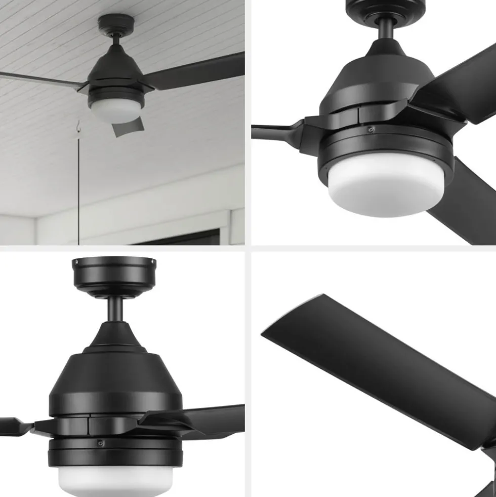 Honeywell Port Isle Wet Rated Outdoor Ceiling Fan, Matte Black, 54-Inch - 51856