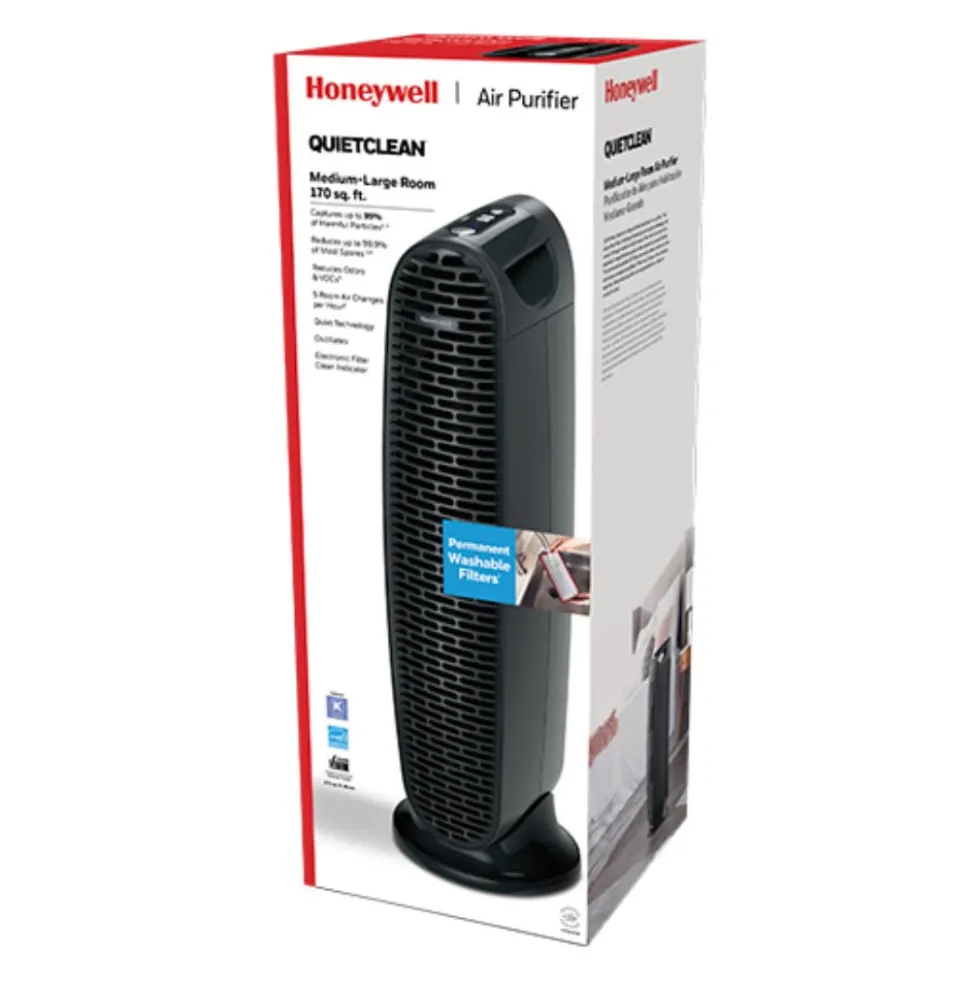 Honeywell QuietClean Oscillating Tower Air Purifier - Black, HFD230BV1