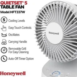 Honeywell QuietSet 5 Oscillating Table Fan - White, HTF337W