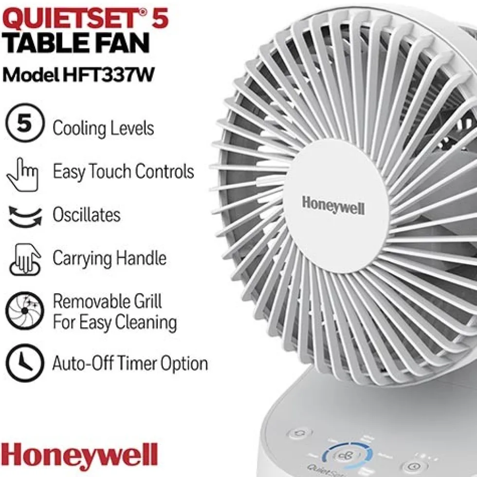 Honeywell QuietSet 5 Oscillating Table Fan - White, HTF337W