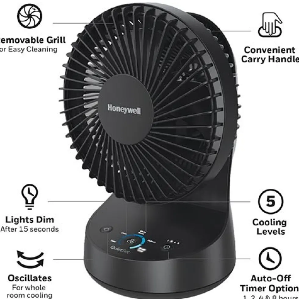Honeywell QuietSet 5 Oscillating Table Fan - Black, HTF337B