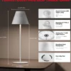 Honeywell Rechargeable Cordless Table Lamps with a Portable Design, Color Changing and Touch Controls, White 2-Pack HWT-M1W