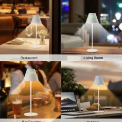 Honeywell Rechargeable Cordless Table Lamps with a Portable Design, Color Changing and Touch Controls, White 2-Pack HWT-M1W