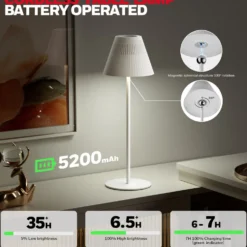 Honeywell Rechargeable Cordless Table Lamps with a Portable Design, Color Changing and Touch Controls, White 2-Pack HWT-M1W
