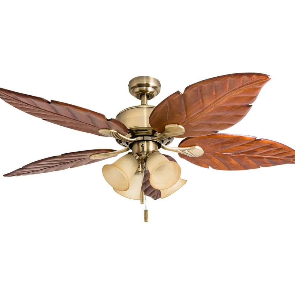 Honeywell Royal Palm Indoor Ceiling Fan, Aged Brass Tropical, 52-Inch - 50504
