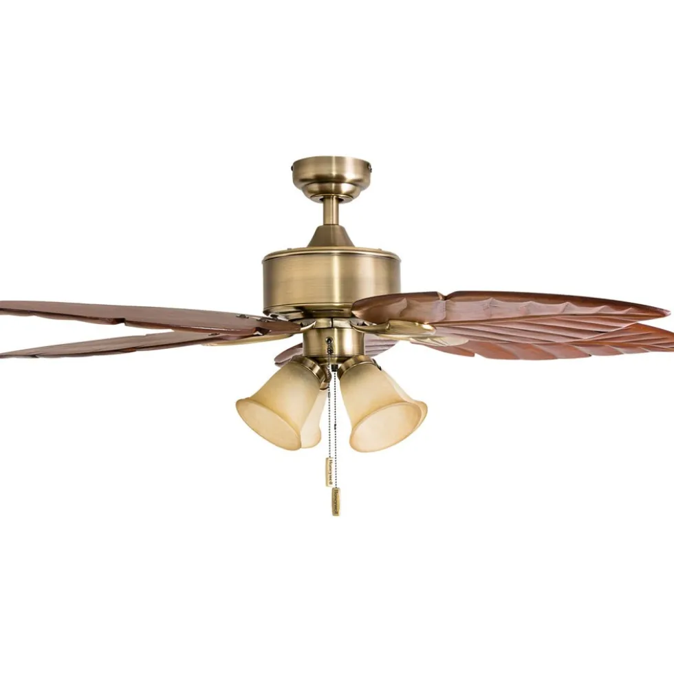 Honeywell Royal Palm Indoor Ceiling Fan, Aged Brass Tropical, 52-Inch - 50504