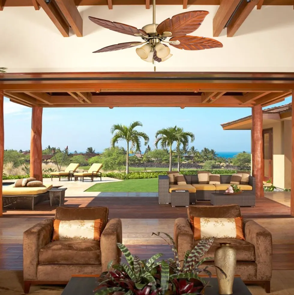 Honeywell Royal Palm Indoor Ceiling Fan, Aged Brass Tropical, 52-Inch - 50504