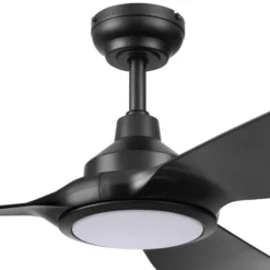 Honeywell Sirro Indoor or Covered Outdoor Ceiling Fan with Adjustable LED Light, 52-Inch, Matte Black - 53026-03