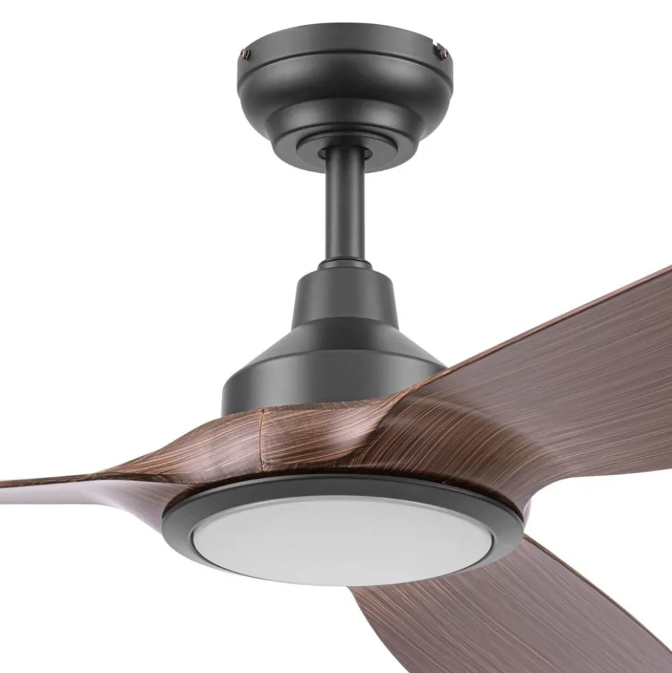 Honeywell Sirro Indoor or Covered Outdoor Ceiling Fan with Chocolate Auburn Blades and Adjustable LED Light, 52-Inch, Matte Black - 53027-03