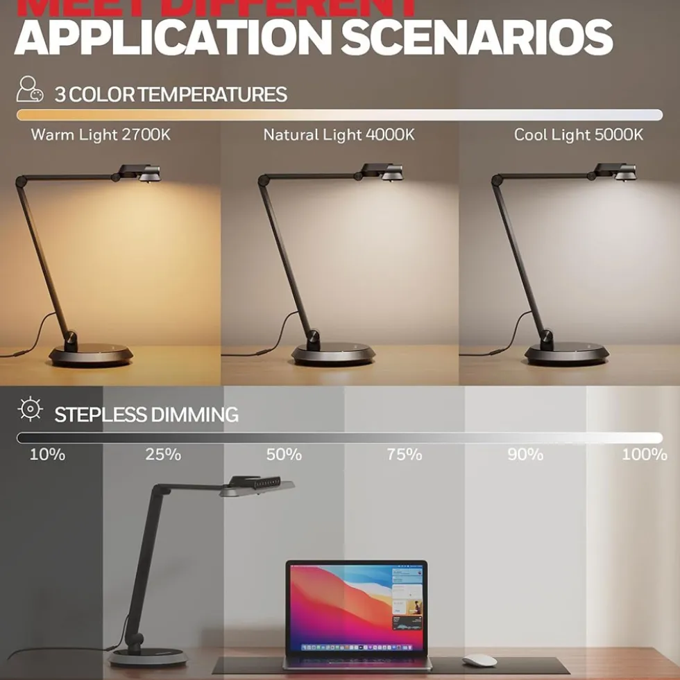 Honeywell Smart Motion Sensing Desk Lamp with Adjustable Arm and Touch Controls - HWT-H9