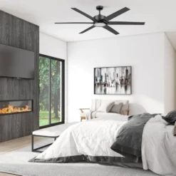 Honeywell Talbert 70 Inch Indoor Matte Black LED Ceiling Fan with Remote Control - 53041