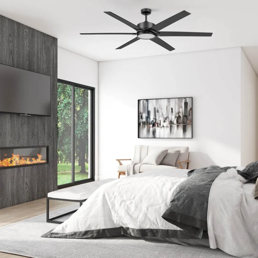 Honeywell Talbert 70 Inch Indoor Matte Black LED Ceiling Fan with Remote Control - 53041