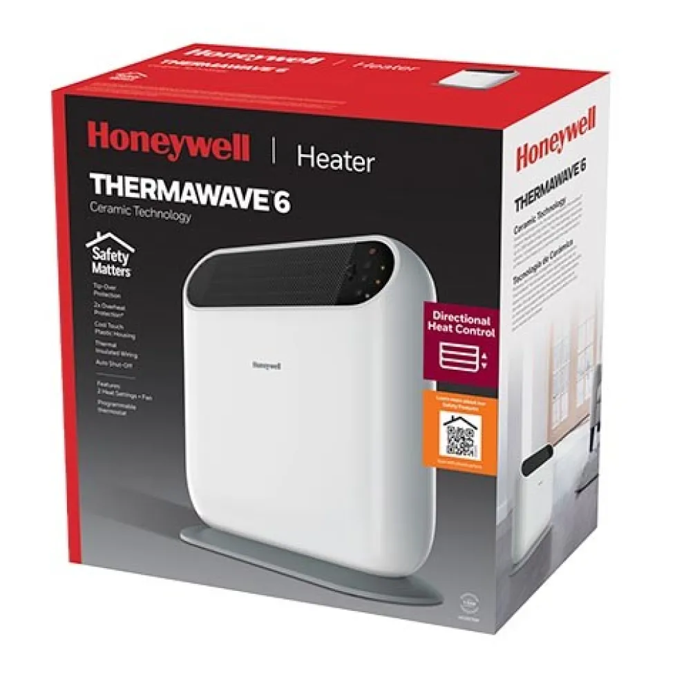 Honeywell ThermaWave 6 Ceramic Heater With Programmable Thermostat - White, HCE870W
