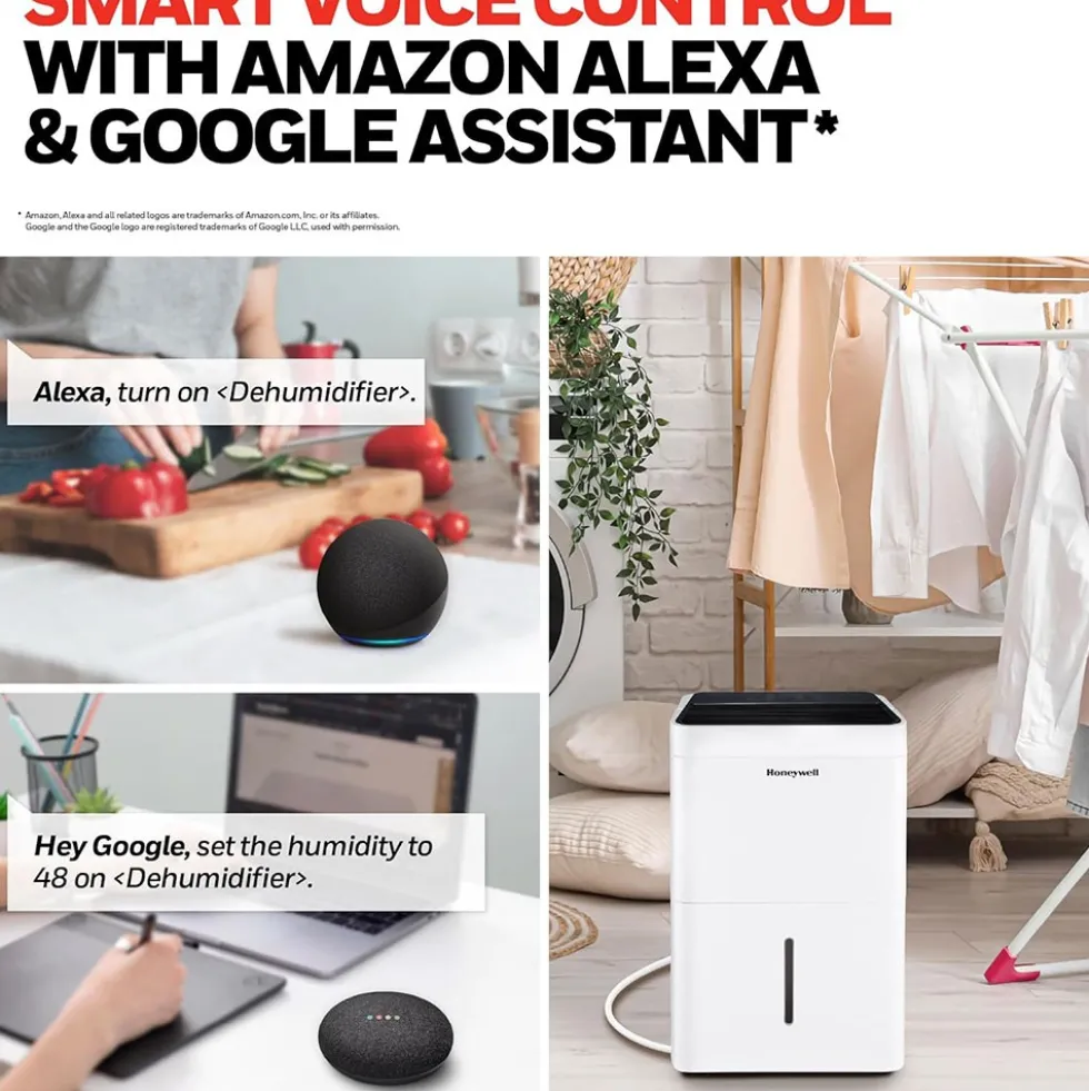 Honeywell TPFIT32AWK 32 Pint Smart Portable Dehumidifier with Alexa Voice Control