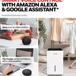 Honeywell TPFIT50AWK 50 Pint Smart Portable Dehumidifier with Alexa Voice Control