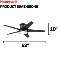 Honeywell Tynesdale 52 inch Contemporary Five Blade Ceiling Fan with Color Changing Light and Remote - 53003