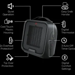 Honeywell UberHeat Plus Ceramic Heater for Small Spaces - Black, HCE220B