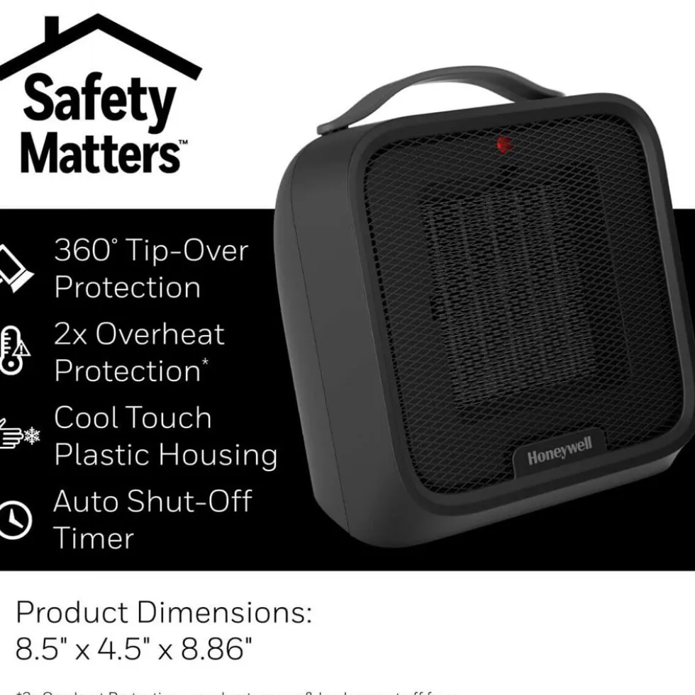 Honeywell UberHeat Plus Ceramic Heater for Small Spaces - Black, HCE220B