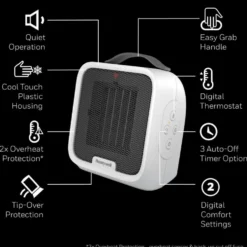Honeywell UberHeat Plus Portable Ceramic Small Space Heater - White, HCE220W