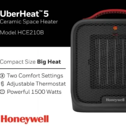 Honeywell UberHeat 5 Portable Ceramic Small Space Heater - Black, HCE210B